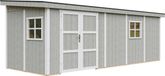 Timbela M941B-TUNDRA GREY - LP SmartSide Tuinhuis op houtbasis - 14,3 m² - 648x248xH231 cm - zonder vloer en zijwand (totaal 3 wanden) met verf