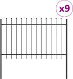 vidaXL Tuinhek WOERDEN, 9 stuks, 15,3 x 0,8 m, grijs