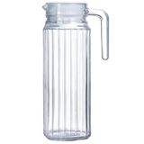 Merkloos / Sans marque MGE Waterkan met deksel - sapkan - karaf met tuit - glazen kan met kristallen handvat voor melk, rode wijn, koud water, vruchtensap - 1000 ml