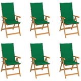 vidaXL Chaise de jardin Assise capitonnée Teck Vert