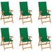 vidaXL Chaise de jardin Assise capitonnée Teck Vert