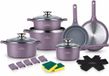 Swiss Haus® LG3019T Pannenset Inductie - 19 Delige Pannensets - PFAS Vrij - Set Met Koekenpannen, Kookpotten & Steelpan - Pannen met Afneembare Handgrepen - Pan met Sapphire™ Antiaanbaklaag - Paars
