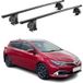 Omac Barres de toit transversales en acier pour Toyota Auris II 2012-2018 – Tüv / Din 75302:2019 – Antivol inclus – Rainure en T (accessoires) – Charge max 75 kg – 2 barres – Noir