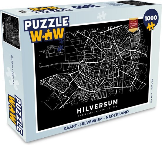 MuchoWow Puzzel Kaart - Hilversum - Nederland - Legpuzzel - Puzzel 1000 stukjes volwassenen