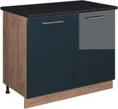 Vicco Wastafelkast Fame-Line, Donkerblauw hoogglans/Goudkleurig Eiken, 100 cm