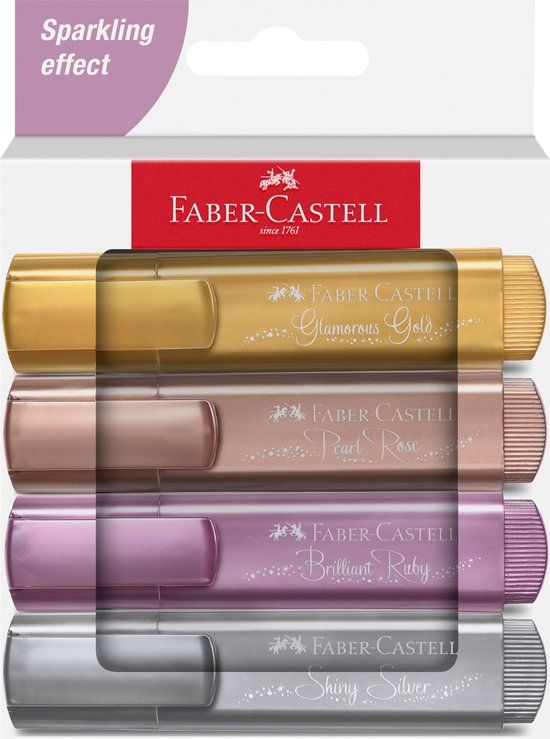Faber-Castell Textliner 46 Metallic Markeerstift Set - 4 Stuks