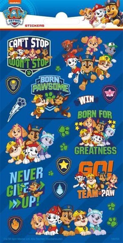 Funny Products Paw Patrol Stickers - 20 x 10 cm - 20 Stuks