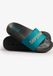 Superdry - Vegan Code badslippers met logo - Dames - Zwart/Diep meer turquoise/Metallic goud