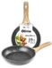 IPEA Anti-aanbakpan voor inductie en gasfornuis, 20 x 20 cm, aluminium pan met antiaanbaklaag met houten handvat voor vlees, steaks, hamburgers, vis, keukenpannen