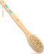 Bol Brosse de dos pour douche avec long manche - Épurateur de dos exfoliant - Blanc/Couleur bois