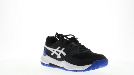 Asics Gel-Dedicate 8 (GS) Sportschoenen Unisex - Maat 38 - Zwart/Wit/Blauw - Tennis - Gravel - Lichte ondersteuning