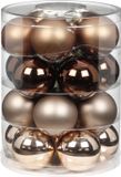 Inge-glas Christmas Goods Kerstballen set - 60x stuks - glas - bruin mix - 6 cm - glans/mat