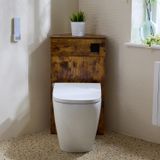 Hudson Reed Cluo WC-Ombouw Hoekmontage Moderne Chêne Foncé avec Réservoir et Bouton de Chasse d'Eau Noir - Hirayu Toilette Japonaise