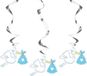 Folat Bv Geboorte versiering jongen - hangdecoraties - 3x stuks - zilver/blauw - 60 cm