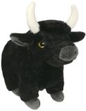 Sandy Stier/koe knuffel - zwart - pluche - 21 cm