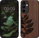 kwmobile telefoonhoesje geschikt voor Samsung Galaxy A55 5G - Houten hoesje met bumper - Donkerbruin Bladertak design