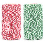 G2PLUS Rood en groen bakker-binddraad, 200 m katoenen koord, 2 mm knutselkoord, decoratief koord, perfect voor doe-het-zelf kunstnijverheid, tuinieren