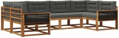vidaXL - Acacia Hout Bank Loungeset 6-zits Natuurlijk en Antraciet