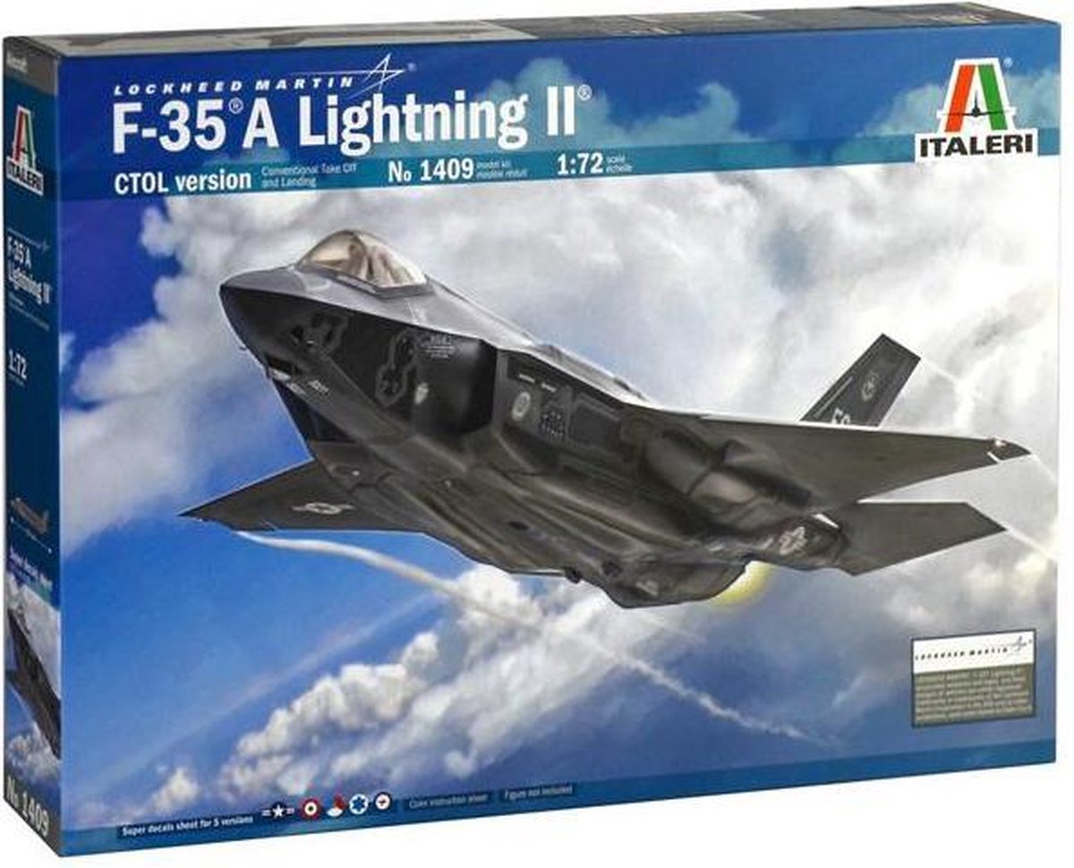 Italeri 1409S - 1:72 F-35A Lightning II, modelbouw, bouwpakket, standmodelbouw, knutselen, hobby, lijmen, plastic bouwset, detailgetrouw, ongelakt