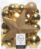 Decoris Kerstballen Mix Met Piek Box 33 Stuks Licht Goud