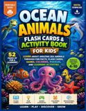 Ocean Animals Flash Cards & Activity Book for Kids