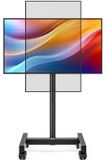 Support TV sur roulettes - Support TV au sol - Enroulable 13-50 pouces - Acier - Noir