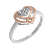 Orphelia Ring Bicolor Heart - Zilver 925 - Zirkonia - Maat 58