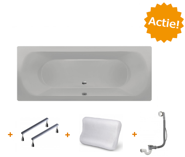 XENZ Beterbad Lagoon duobad 180 x 80 cm mat cement - grijs