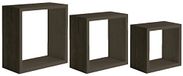 Homemania Incubo Wandrek voor wanddecoratie, woonkamer, slaapkamer, kantoor, MDF, donker eiken, 35 x 35 x 15,5/30 x 30 x 15,5/25 x 25 x 15,5 cm
