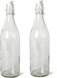 Merkloos Gerimport Beugelfles - 18 stuks - 1 liter - transparant - glas