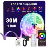 Anmossi Ledstrip 30m, RGB Kleurverandering LED Strip met Bluetooth App en Afstandsbediening