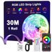 Anmossi Ledstrip 30m, RGB Kleurverandering LED Strip met Bluetooth App en Afstandsbediening