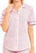 Rösch Dames pyjamashirt Basic, Korte mouw, Gestreept, 100% Katoen, Vrouwen, Rose stripe