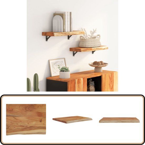vidaXL Wandschap rechthoekig natuurlijke rand 40x30x2,5 cm acaciahout