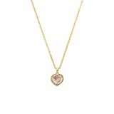 Lucardi - Dames Stalen goldplated ketting vintage hart roze zirk