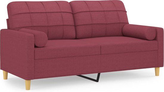 vidaXL Tweezitsbank met sierkussens 140 cm stof wijnrood
