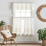 Martha Stewart Water's Edge getuft 3-delige raamgordijn Valance & Tiers Set, 36" Tier, wit