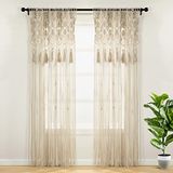 Lush Decor Boho macramé kwastje katoenen raamgordijn/kamerverdeler/bruiloft achtergrond/wanddecoratie, 84" L x 50" W, neutraal