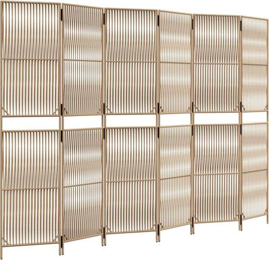vidaXL Kamerscherm 6 panelen poly rattan beige