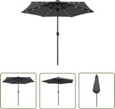 vidaXL Parasol met LED-verlichting en aluminium paal 270 cm antraciet