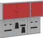 Coffre à outils set avec étagère 5 pièces Rouge Acier thermolaqué