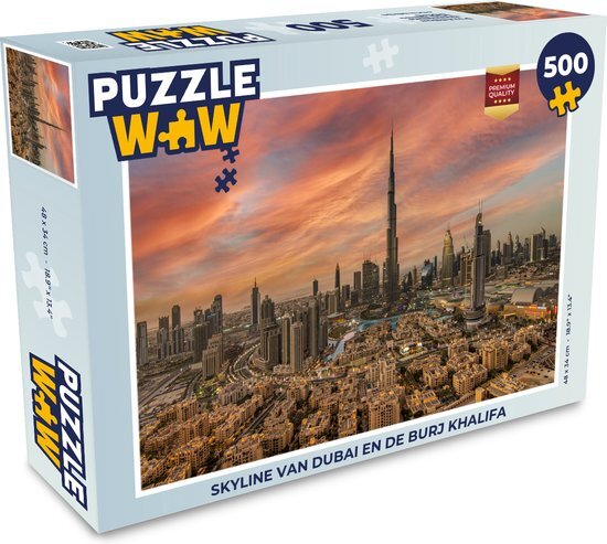 MuchoWow Puzzel Skyline van Dubai en de Burj Khalifa - Legpuzzel - Puzzel 500 stukjes