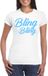 Bellatio Decorations Verkleed T-shirt dames - bling - wit - blauw glitter - carnaval/themafeest M
