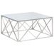 VidaXL Table basse acier inoxydable et verre trempé couleur argent