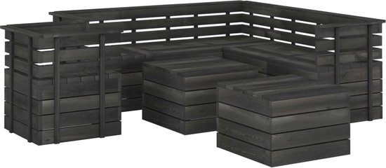 vidaXL 8-delige Loungeset pallet massief grenenhout donkergrijs