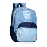 Pepe Jeans Noni Denim rugzak met twee vakken, aanpasbaar aan trolley, blauw, 32 x 44 x 22 cm, polyester