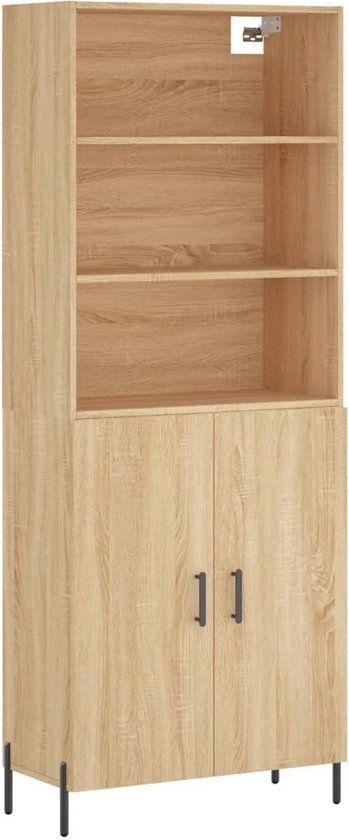 vidaXL Hoge kast 69,5x34x180 cm bewerkt hout sonoma eikenkleurig