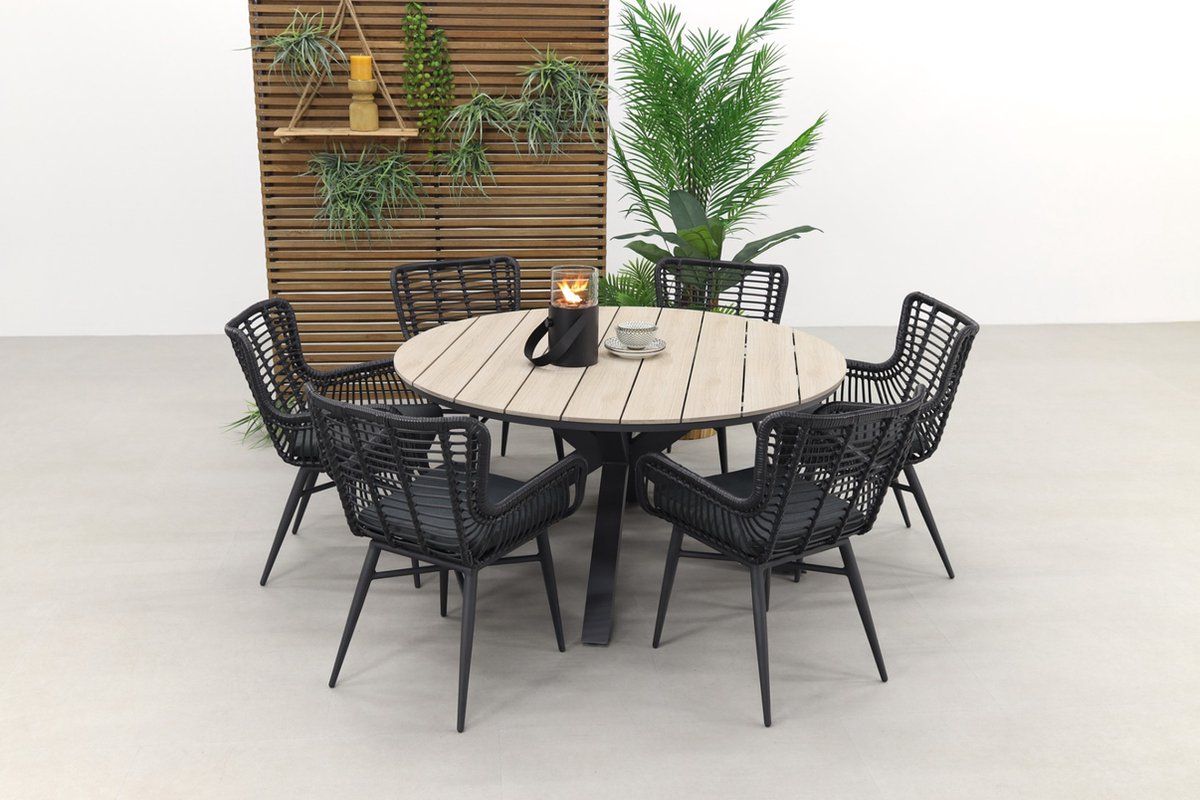 Garden Impressions Jasmine black / Edison 148 cm. - ronde tuinset