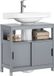 SoBuy Wastafelonderkast - Badkamerkast met Schuifdeuren en Open Plank - Wastafelmeubel - Grijs, 60x60x30cm, FRG128-II-SG