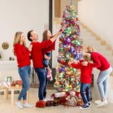 GarveeHome Sapin de Noël artificiel, crayon pré-éclairé, design fin et élégant, incluant des lumières LED multicolores, 8 modes, montage facile, base métallique pliable